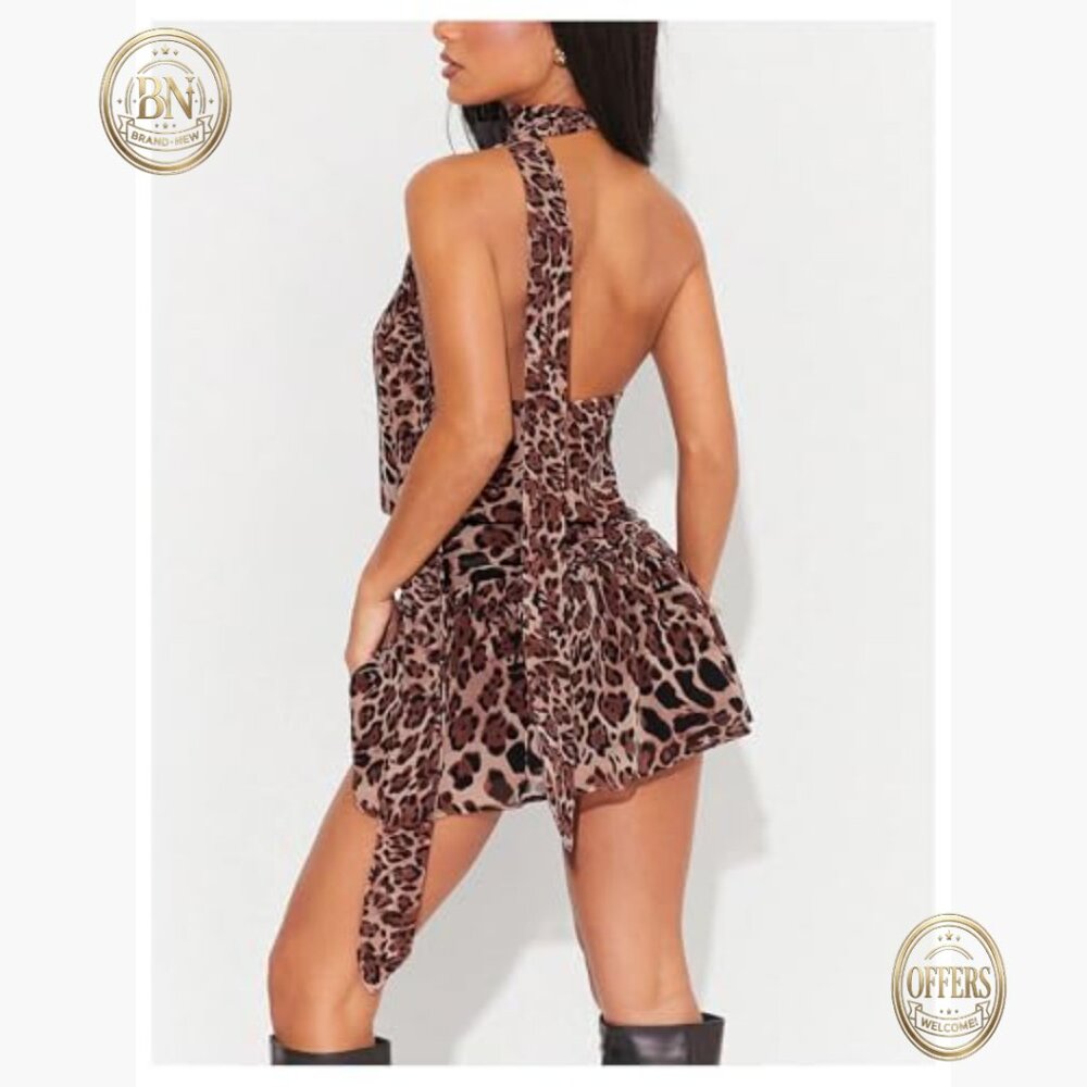 Polyester Chiffon Halter Backless Mini Dress for … - image 4